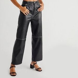Free People Black It Factor Vegan-Leather Pants